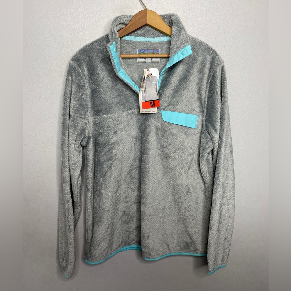 Jachs Cabin NWT Sherpa Teddy Pullover Snap Gray Size Medium